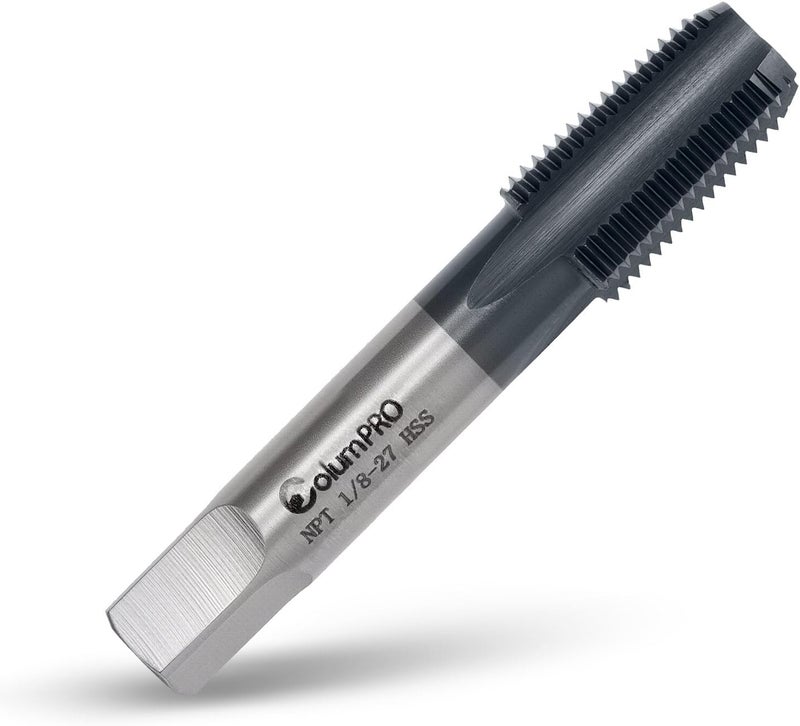 ColumPRO 1/8”-27 NPT Pipe Tap, High-Speed Steel Thread Tap with AD+ Coating, Heavy-Duty Threading Tool for Stainless Steel, Brass, PVC, Metal - Image 1